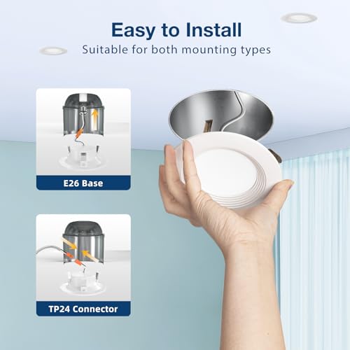 Amico 24 Pack 4 inch 5CCT LED Recessed Lighting, Dimmable, 8.5W=60W, 650LM, 2700K/3000K/4000K/5000K/6000K Selectable, Retr...