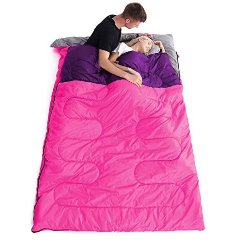 oaskys Double Sleeping Bag for Adults with 2 Pillows - Queen Size XL Waterproof Sleeping Bag for All Season Camping Hiking...