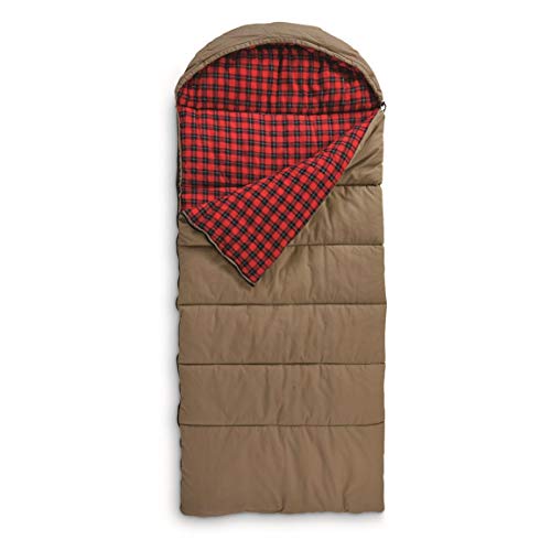 Guide Gear Canvas Hunter Sleeping Bag 0-Degree Fleece Lined Hooded for Adults Warm Winter Cold Weather Lightweight Portabl...
