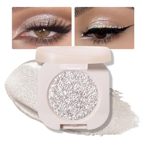FeiCuiYun Glitter Shimmer Sparkle Eyeshadow Palette Makeup for Older Women, Silver Glitter Shimmer Metallic Holographic Mu...