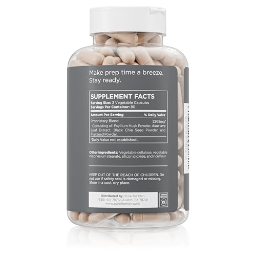 Pure for Men Original Cleanliness Stay Ready Fiber Supplement | Helps Promote Digestive Regularity | Psyllium Husk, Aloe V...