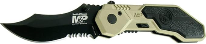 Smith & Wesson M&P SWMP1BSD 7.1in S.S. Assisted Folding Knife with 2.9in Serrated Clip Point Blade and Aluminum Handle for...