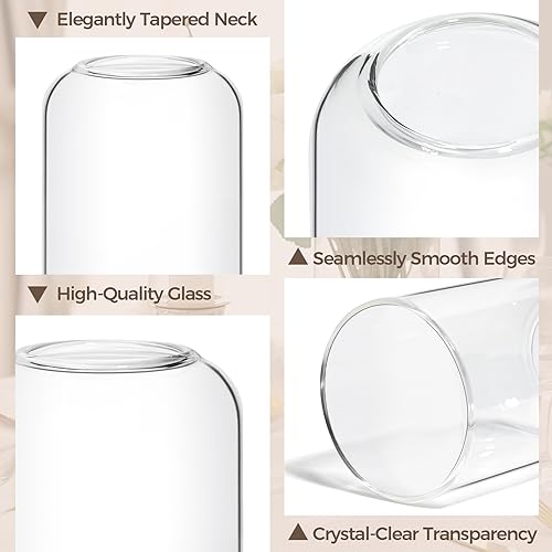 ComSaf Small Flower Vase Set of 12, Glass Bud Vases in Bulk, Clear Vases for Flower, Decor Centerpiece for Bathroom, Decor...