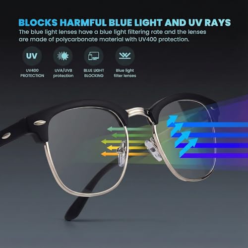 racico Blue Light Glasses for Men & Women - Mixed Material + Metal Frames with UV Protection Coating