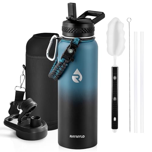 RAYMYLO Insulated Water Bottle 40 oz, Triple Wall Vacuum Stainless Steel (Cold for 48 Hrs), Leak Proof & Non-BPA, Modern W...