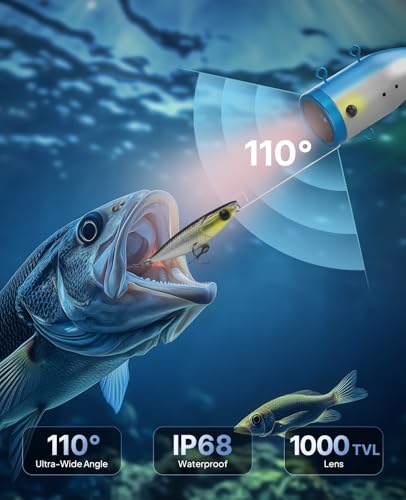 Eyoyo Underwater Fishing Camera, Ice Fishing Video Camear 1000TVL with 7 inch LCD Monitor, Waterproof Camera, 12pcs Infrar...
