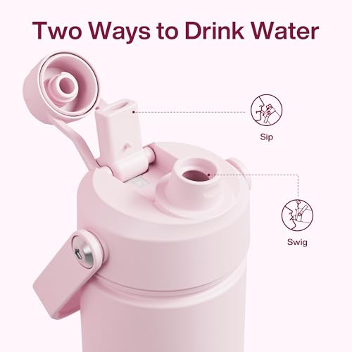 ENCOOL Insulated Water Bottle with Straw Stainless Steel Water Bottle, Leak-Proof, BPA-Free, Double Wall Vacuum Keeps Cold...