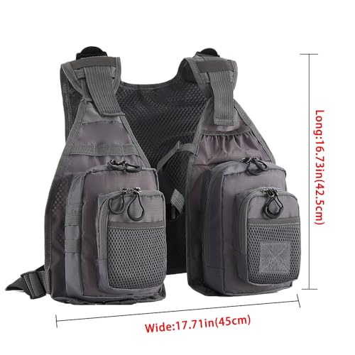 FLYDWV Breathable Fishing Vest for Men Women, Multi-Pocket Adjustable Outdoor Fly Fishing Vest for Trout Fishing and Angling