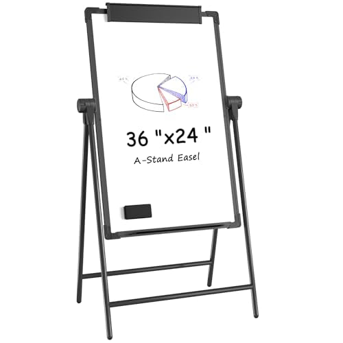 (Bundle of 2 Set)MaxGear Large White Board with Stands, 36" x 24" Big Easel Whiteboard Double Sided A-Style Stand Easel Dr...