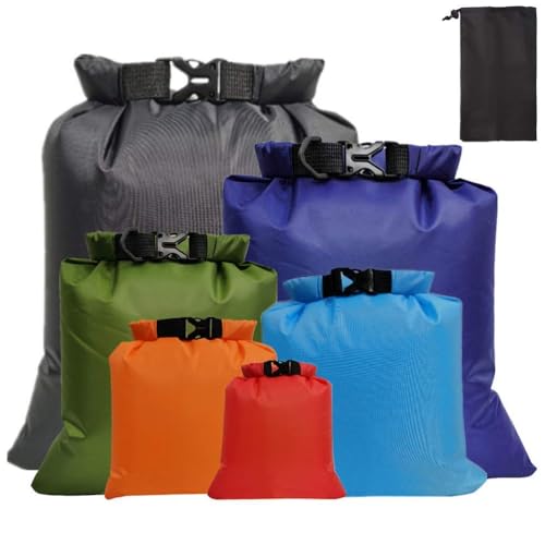 Pimoys 6 Pack Waterproof Dry Bags, Lightweight Outdoor Dry Sacks Ultimate Dry Bags for Kayaking Rafting Boating Camping (...