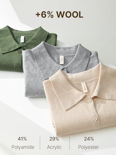 EVALESS Cardigan Sweaters for Women Wool Blend Lightweight Trendy Long Sleeve Lapel Collar Button Down Sweater Cardigans