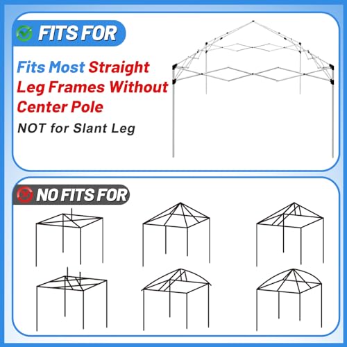 10x10 Adjustable Pop Up Canopy Replacement Top - Fits Most Straight Leg Frames Without Center Pole, NOT for Slant Leg, for...