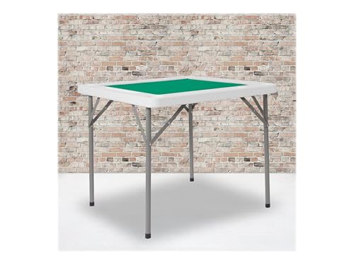 Flash Furniture Silas 34.5" Square Folding Card Table with Felt Green Surface and Cup Holders, Portable Folding Game Table...