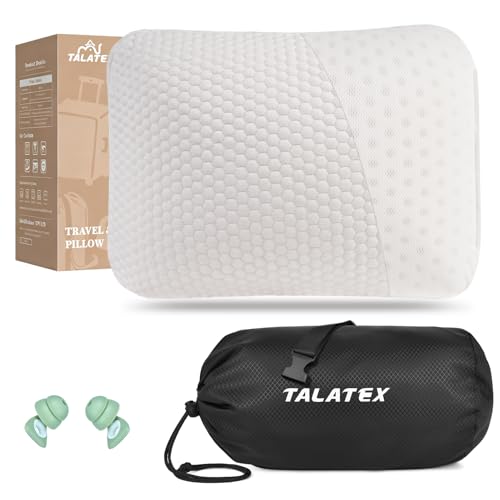 Talatex 100% Natural Premium Talalay Latex Travel Pillow, Camping Pillow, Small Camping Pillow with Compressible Stuff Sac...