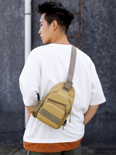 Tactical Crossbody Backpack for Men, Handiness Mountain Climbing, Lightweight Daypack for Biking Travel, Khaki