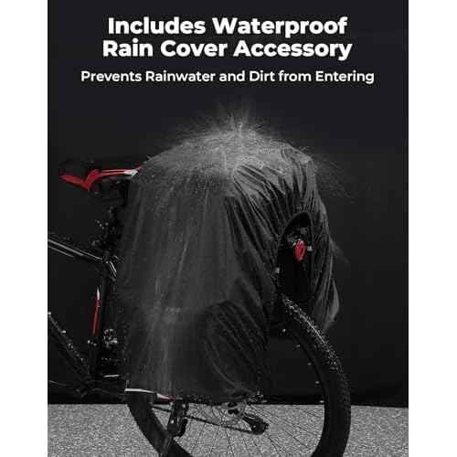 KEMIMOTO Bicycle Panniers Combo 3-in-1, Bike Saddle Grocery Bag with Waterproof Rain Cover, 52L Large Capacity Storage Cargo Cycling Backpack, Mountain Road E-bike Trunk Bag, Black