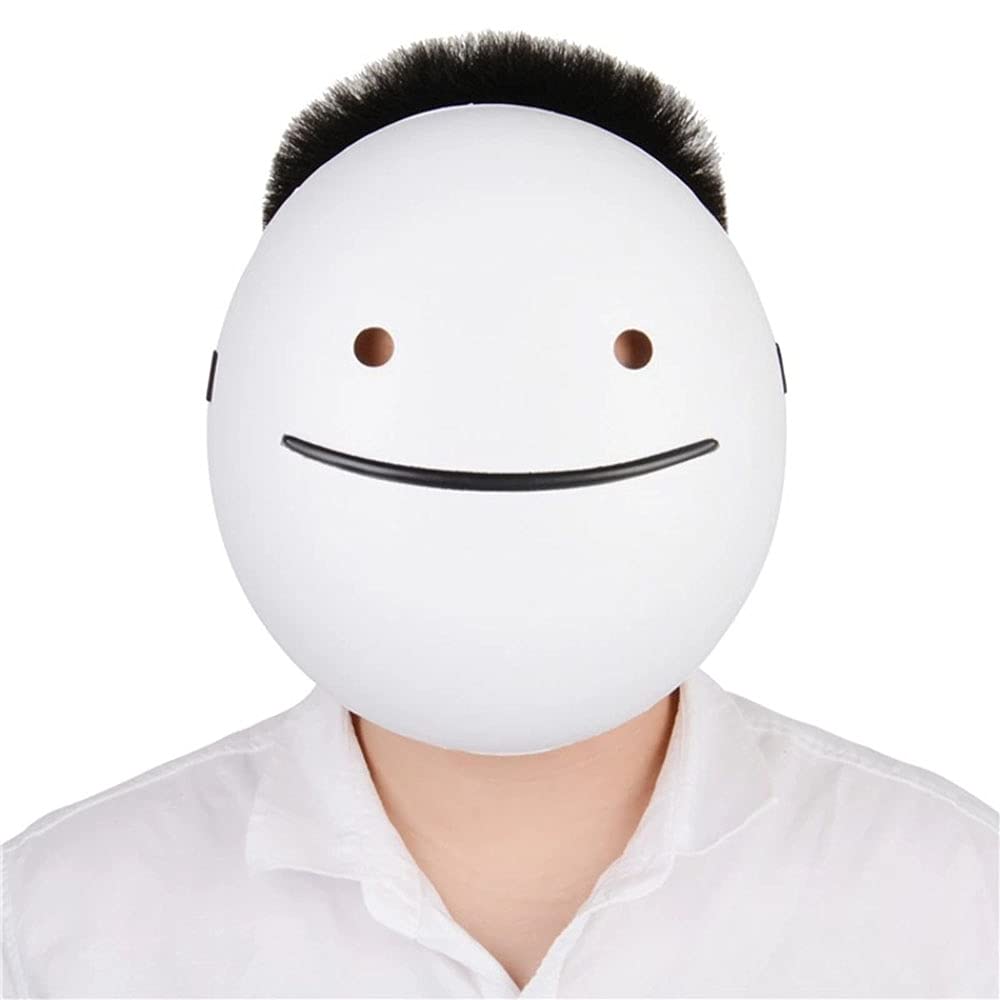 DEAUVIOR Unisex Halloween Dream Mask Anime White Smile Dream Masks Full Face Mask Helmet Cosplay Props Party Accessories (9 inch)
