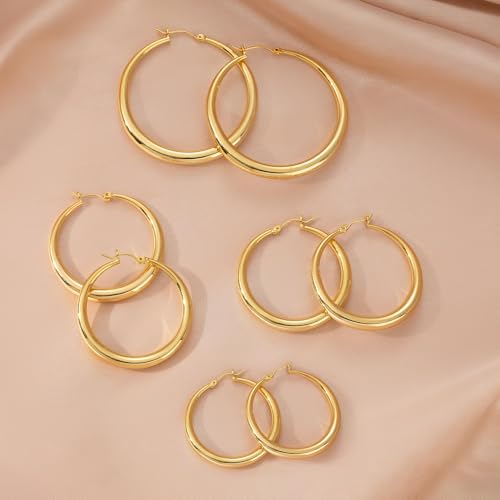5mm Wide 925 Sterling Silver Hoop Earrings Silver Hoop Earrings for Women Hypoallergenic Large Silver Hoop Earrings Lightw...