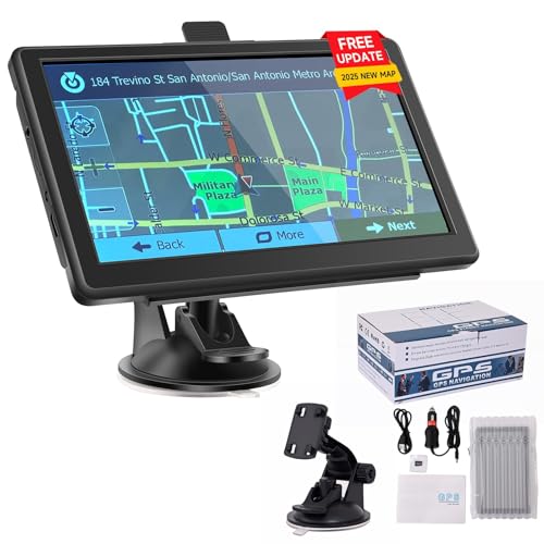 GPS Navigator for Car Truck RV, Truck GPS with 7'' Touchscreen, Free Lifetime Updates, Car Navigation System with Turn-by-...