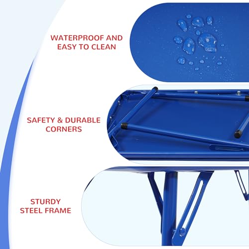 Folding Square Table, Card Table with Vinyl Padded Top, Foldable Activity for Indoor/Outdoor Use, Perfect for Picnic, Play...