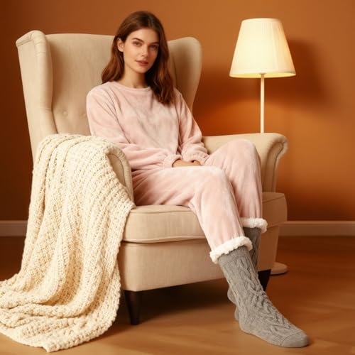 Christmas Womens Winter Thick Slipper Socks with Grippers, Non Slip Indoor Home Gift Socks