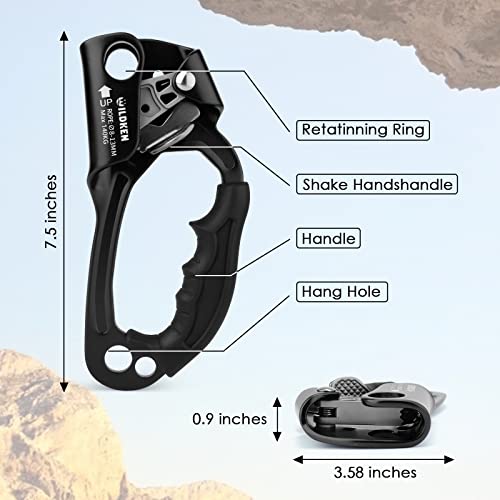 WILDKEN Climbing Hand Ascender Outdoor Mountaineering Tree Arborist Climbing Rappelling Equip Hand Ascender for 8-14MM Rop...