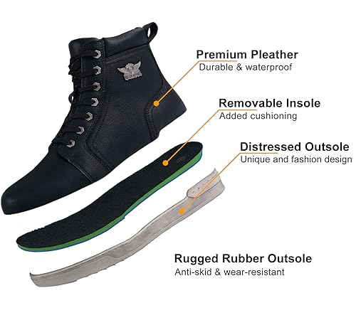 Men's Motorcycle Riding Shoes Street Riding Shoes Breathable Biker Boots Sneakers Powersports Footwear, Black Faux Leather...