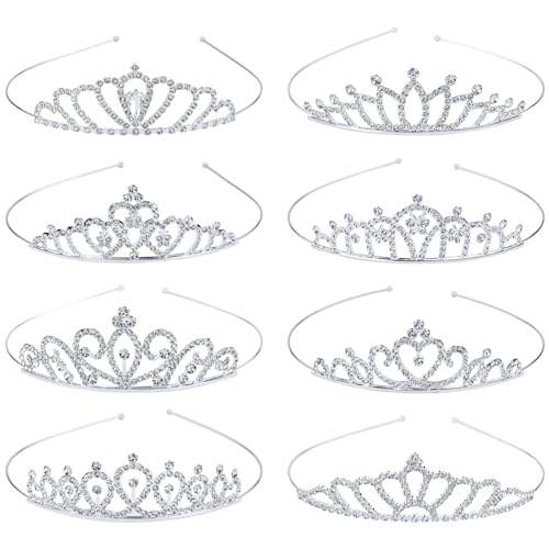 Lawie 8 Pack Birthday Tiaras, Rhinestone Crystal Princess Crowns, Silver Headbands for Women, Party Dance Homecoming Weddi...