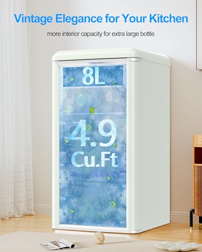 ceamorfco 4.9 Cu.Ft Retro Beverage Cooler Double Glass Door Fridge - Holds 120 Cans,8-liter freezing space 5 Temp Settings...