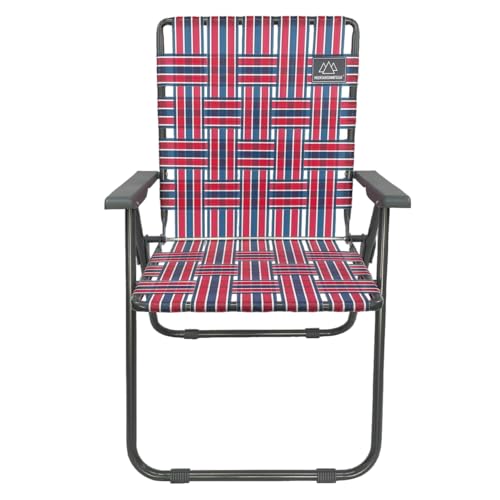 MOUNTAIN SUMMIT GEAR Retro Webbed Camping Chair - Lightweight, Foldable, Durable Steel Frame, 300lb Capacity, Vintage Red/...