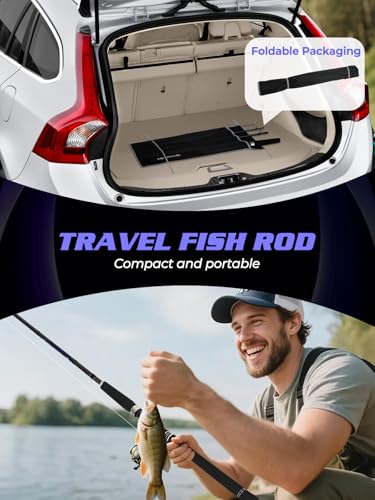 4-PieceSpinning Fishing Rod, 7' Travel Fishing Pole and 3000 Reel Combos,5 +1 Shielded Bearings Stainless Steel BB Spinnin...