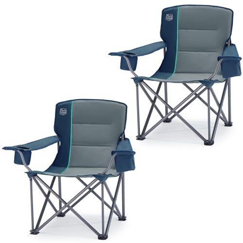 TIMBER RIDGE Oversized Folding Camping Chair for Adults, Support 550 LBS Heavy Duty with Cup Holder Side Pocket for Campin...