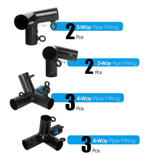Aoneky 1 3/8'' Slant Roof Corner Canopy Fitting Couplers Kit - Frame Carport Connectors for 4 6 8 10 Leg (10 Leg Kits)