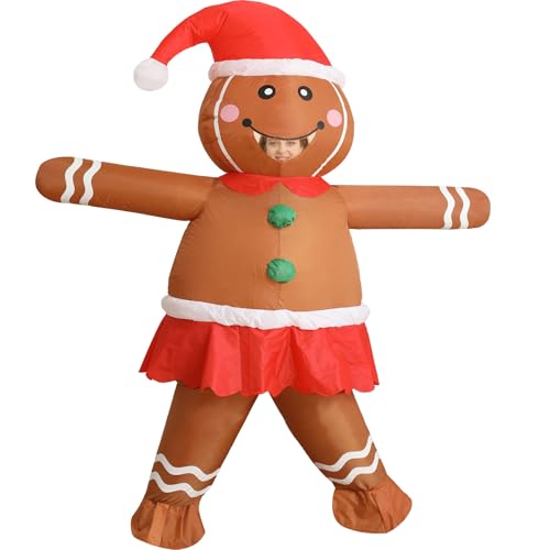 OVIFM Christmas Inflatable Costume Adult,Gingerbread Man Costume,Blow Up Xmas Character Costumes for Women Men Cosplay Party