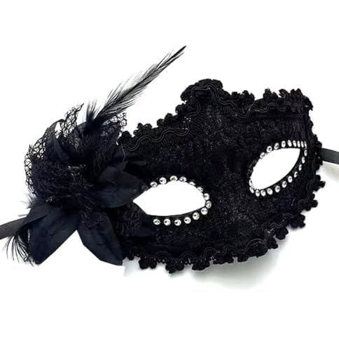 Mordarli Black Masquerade Mask for Women Mardi Gras Venetian Masks Halloween Costume Supply Prom Party Ball