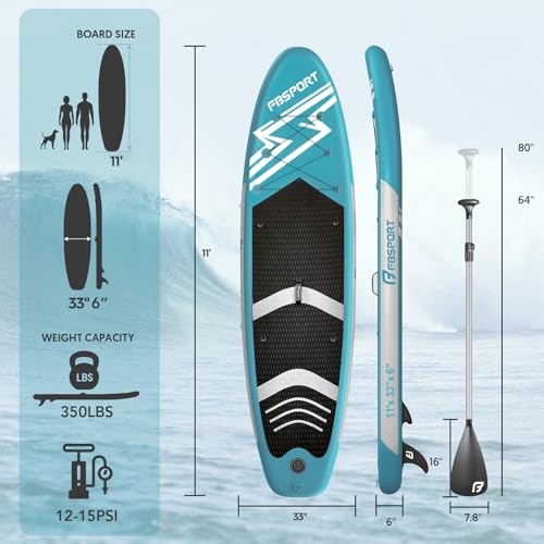 FBSPORT 11' Premium Stand Up Paddle Board, Yoga Board with SUP Accessories & Carry Bag | Wide Stance, Surf Control, Non-Sl...