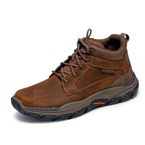 Skechers Men's Respected-Boswell Mid Top Leather Moc Toe Sneakers