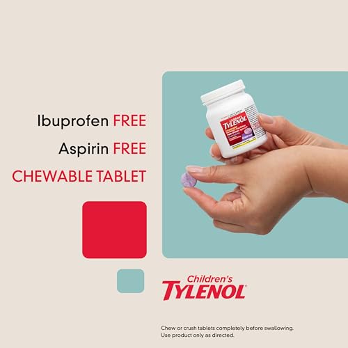 Children's Tylenol Chewables with 160 mg Acetaminophen, Pain Reliever & Fever Reducer for Kids' Cold + Flu Symptoms, Heada...