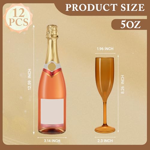 LEYIQU Amber Champagne Flutes Set of 24, Plastic Champagne Glasses for Wedding,Reusable Acrylic Goblets for Valentine’s Da...