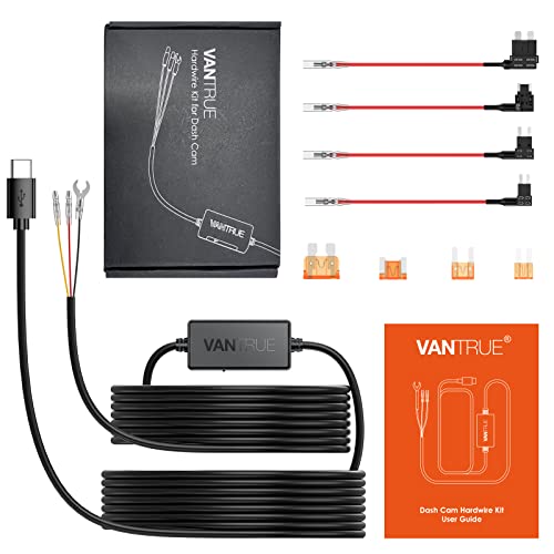 Vantrue 11.5ft USB-C Hardwire Kit (12V–24V to 5V) with Acc Functionality, Low Voltage Protection for N4(S)/N4 Pro(S)/N5(...