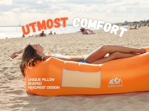 WEKAPO Inflatable Couch Air Lounger Chair - Camping & Beach Accessories, Portable Blow up Sofa for Hiking, Lawn, Indoor/Ou...