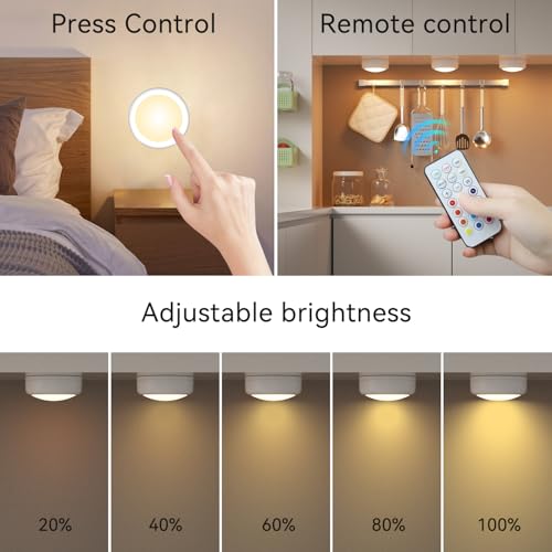 SEMSMOKS Puck Lights with Remote Control, Battery Operated LED Push Light Wireless, 13 Color RGB - for Closet, Bedroom Wal...