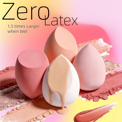 Makeup Sponge Set BS-MALL with Storage Case 7 Pcs for Liquid, Cream, and Powder,SAVE Foundation with 1 Mini Makeup Sponge ...