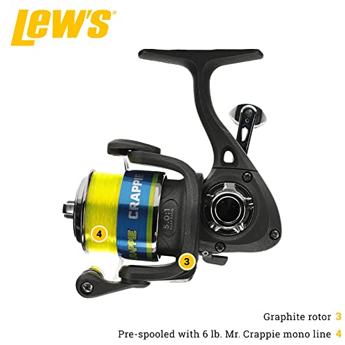Lew's Crappie Thunder Spinning Reel and Fishing Rod Combo, 2-Piece IM6 Graphite Blank, Size 75 Reel, Right or Left-Hand Re...