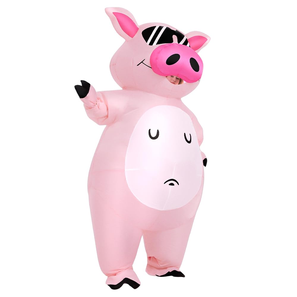 KOOY Inflatable Pig Costume, Pig Costume Adult Inflatable Costumes Adult Size Full Body Blow up Costumes for Adults Women Men Inflatables Fancy Funny Suit for Halloween Party