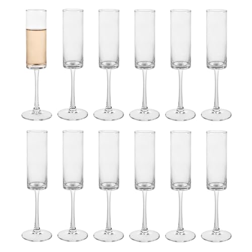 BTGLLAS Champagne Flutes Set of 12, 160ML - Elegant Glass Champagne Flutes for Celebrations - 5.5oz Capacity, Clear (Glas...