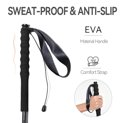 2pc High Strength 5-Section Foldable Carbon Fiber Trekking Poles - 115g/125g/130g, Compact Hiking Staff for Men & Women, I...