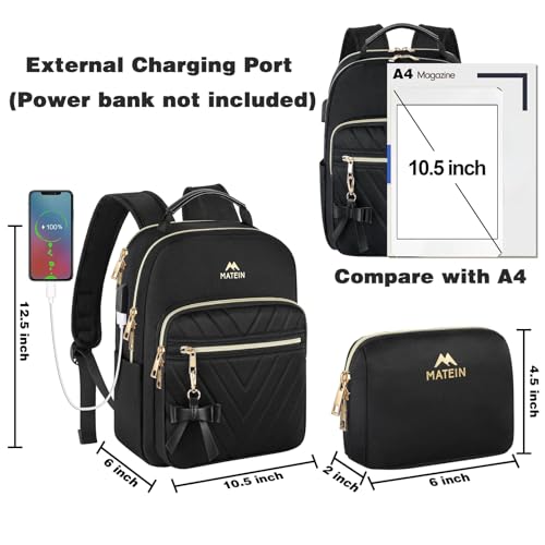 MATEIN Mini Backpack for Women, Waterproof Stylish Daypack Purse Shoulder Bag with USB Charging Port, Lightweight Small Ca...