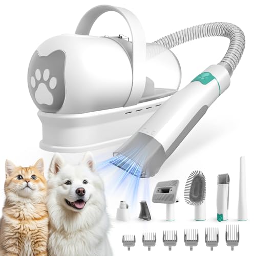8VR Dog Grooming Kit, Pet Grooming Vacuum with Pet Clipper Nail Grinder, Dog Hair Vacuum with 6 Pet Grooming Tools for Dog...