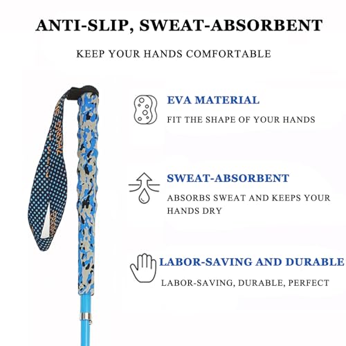 OKHEALING Trekking Poles Ultralight Carbon Fiber Folding Trekking Poles Set of 2, Hiking Poles with Moisture Wicking Handl...
